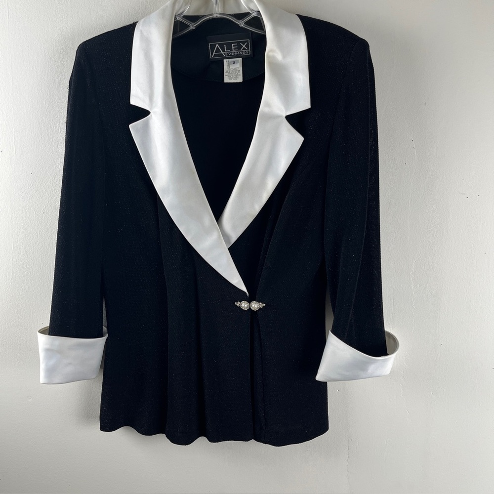 Vintage Black Evening Jacket By Alex Evening Satin Trim